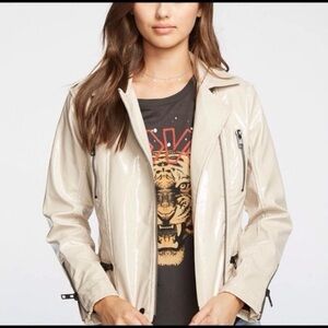 Chaser / Free People Cream Vinyl Moto Jacket Medium